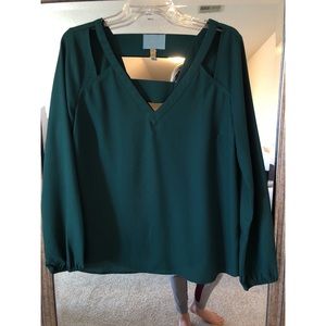SOLD Forest green chiffon top